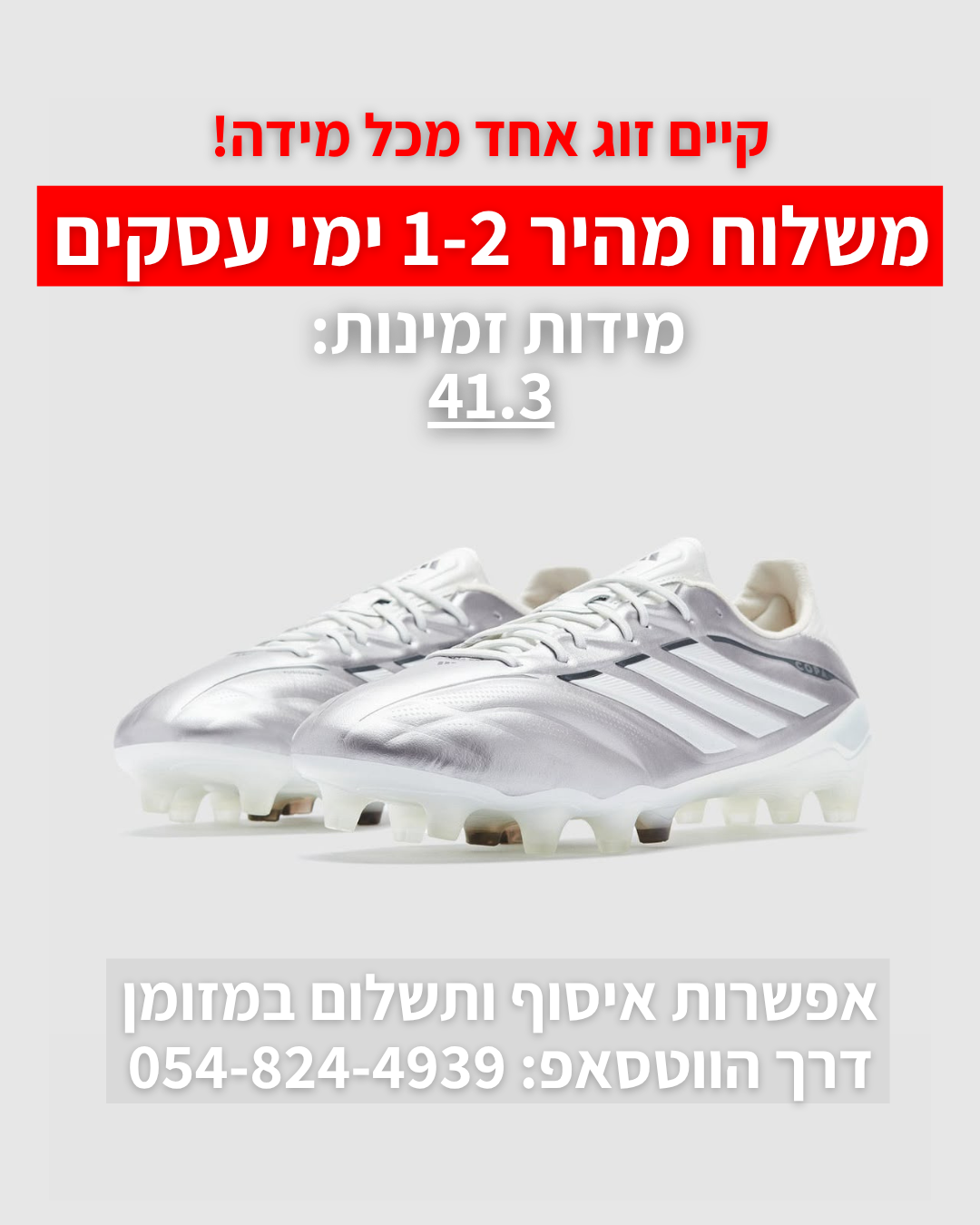 adidas Copa Pure IV Elite FG Silver
 | משלוח מהיר